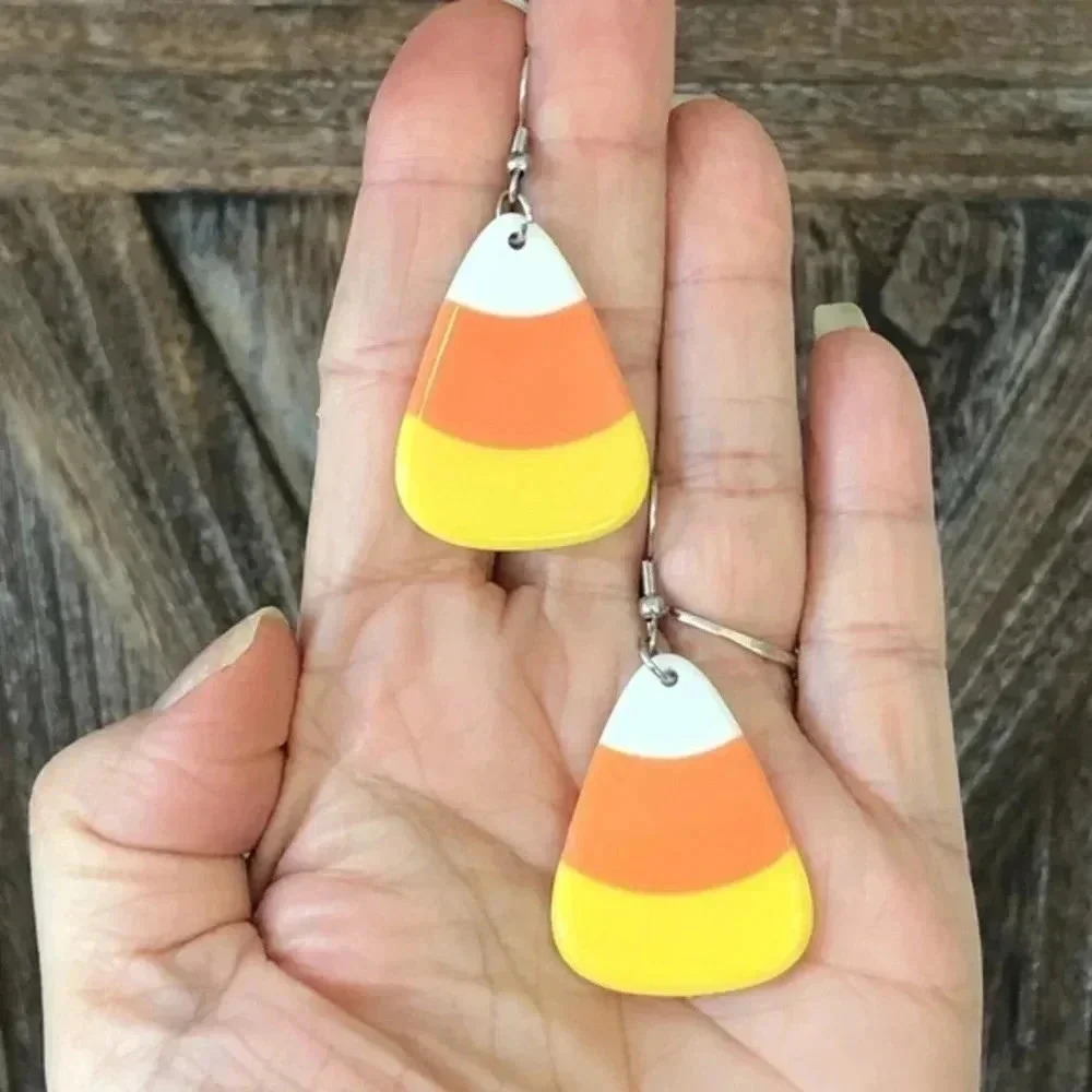 Candy Corn Handmade Unique Halloween Drop Earrings D